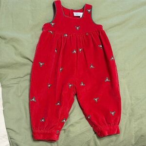 Hartstrings Red Corduroy Embroidered Overalls